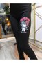 Girl's Tights Winter Ribbed Cotton Elastic Waist Kuromi Black - 4