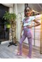 Girl's Tights Winter Ribbed Cotton Elastic Waist Labubu Lilac - 3