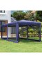 Party Tent with 6 Mesh Sidewalls Blue 3x6 m HDPE