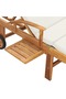 Sun Lounger with Cushion Solid Teak Wood Cream - 8