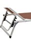 Folding Sun Lounger with Roof Aluminium and Textilene Brown - 8