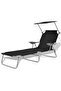 Sun Lounger with Canopy Steel Black