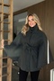 Anthracite Buttoned Belted Cashmere Poncho - 2055