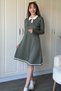 Polo Neck Long Sleeve Khaki Dress - 6