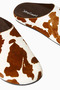 Brown and White Cow Pattern, Calf Hair Women's Slippers Clogs - 4