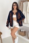 Women's Navy Blue Vintage Embroidered Jeans Denim Jacket - 3