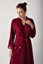 Women's Long Chiffon Satin Detailed Long Sleeve Viscose Dressing Gown 8600 - 2