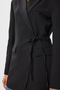 Padded Tie Detail Woven Blazer Jacket Ldw0005 Black - 6