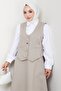 Double Gabardine Vest Skirt Set 1400 - Stone - 4