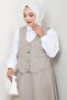 Double Gabardine Vest Skirt Set 1400 - Stone - 2