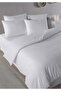 100% Cotton Satin Stripe Double Duvet Cover Set Without Valance White 200X220 cm