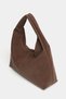 Brown Suede Women's Shopper Shoulder Bag – Soft Form Vintage Model - 4