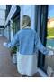 Half-Buttoned Polo Collar Long Denim Cardigan - 7
