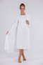 Women's Ecru Striped Linen Maternity Nightgown Dressing Gown Pajama Set 5-Piece Set - 4