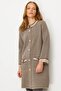 Women's Stand Collar Sleeve and Pocket Embroidered Long Wool Coat K.Beige
