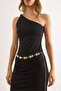 Women's Star Gold Square Oval Detailed Chain Belt Kmr-19000157 - 2