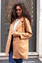 Women's Lightweight Lycra Suede Fabric Collar Long Sleeve Pocketed Sport Stitched Oversize Jacket Coat-Light Camel - 4