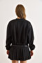 Women's Black Lined Pocketed Cashmere Bomber Jacket Ckt-19000476 - 3