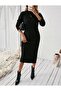 Half Turtleneck Comfortable Fit Long Sleeve Midi Length Knitwear Dress - 3