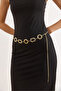 Women's Oval Square Gold Square Oval Detailed Chain Belt Kmr-19000157 - 3