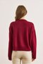Women's Burgundy Heart Buttoned Crew Neck Knitwear Cardigan Hrk-19000410 - 2