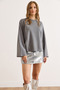 Women's Smoked Stitching Detailed Bat Model Unlined Interlock Sweatshirt Swt-19000753 - 5