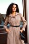 Women's Autumn Lycra-Free Modal Fabric Collar Side Pockets Leather Belt Long Sleeve Below-Knee Long Dress-V - 6