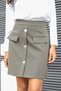 Women's Above Knee High Waist Buttoned Front Pocket Flap Lightweight Lycra Fabric Bell Skirt-Khaki - 6