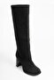 Josette Black Suede Women's Thick Heeled Boots - 3