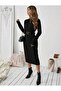 Half Turtleneck Comfortable Fit Long Sleeve Midi Length Knitwear Dress - 4