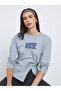 Grey Slogan Print Knot Detail T-Shirt