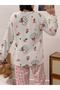 Women Flano Pocket Detail Top and Checked Pyjama Set - 2