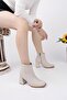 Di̇vi̇na Blunt Toe Thick Heeled Zippered Women's Boots - 4