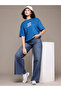 Women Blue Oversized Graphic Print T-Shirt - 4