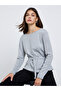 Grey Knit Tie Up Detail Top
