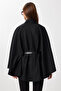 Belted Buttoned Cashmere Poncho Lgp0026 Black - 7