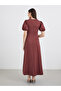 Solid Balloon Sleeve A-Line Maxi Dress - 5