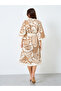 All-Over Print Wrap Midi Dress with Waist Tie - 5
