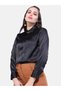 Women Black Satin Slim Fit Shirt - 5
