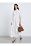 Elegant White Maxi Dress with 3/4 Sleeves