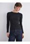 Crew Neck Striped Women's T-Shirt - 4