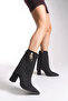 Women's Pointed Toe Short Boots 0012068 Black Suede - 3