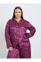 Plus Satin Jacquard Striped Shirt and Pyjama Set - 2