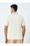 Men Cream Embroidered Polo T-Shirt - 4