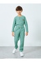 Boys Green Waffle Knit T-Shirt and Joggers Set - 3