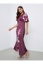 Burgundy Floral Print Maxi Dress - 3