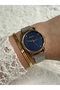 Silver and Rosegold Color Navy Blue Dial Women's Watch - 3