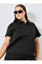 Women Plus Size Black Polo T-Shirt
