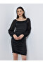 Black Bodycon Mini Dress with Balloon Sleeves - 3