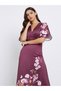 Burgundy Floral Print Maxi Dress - 2